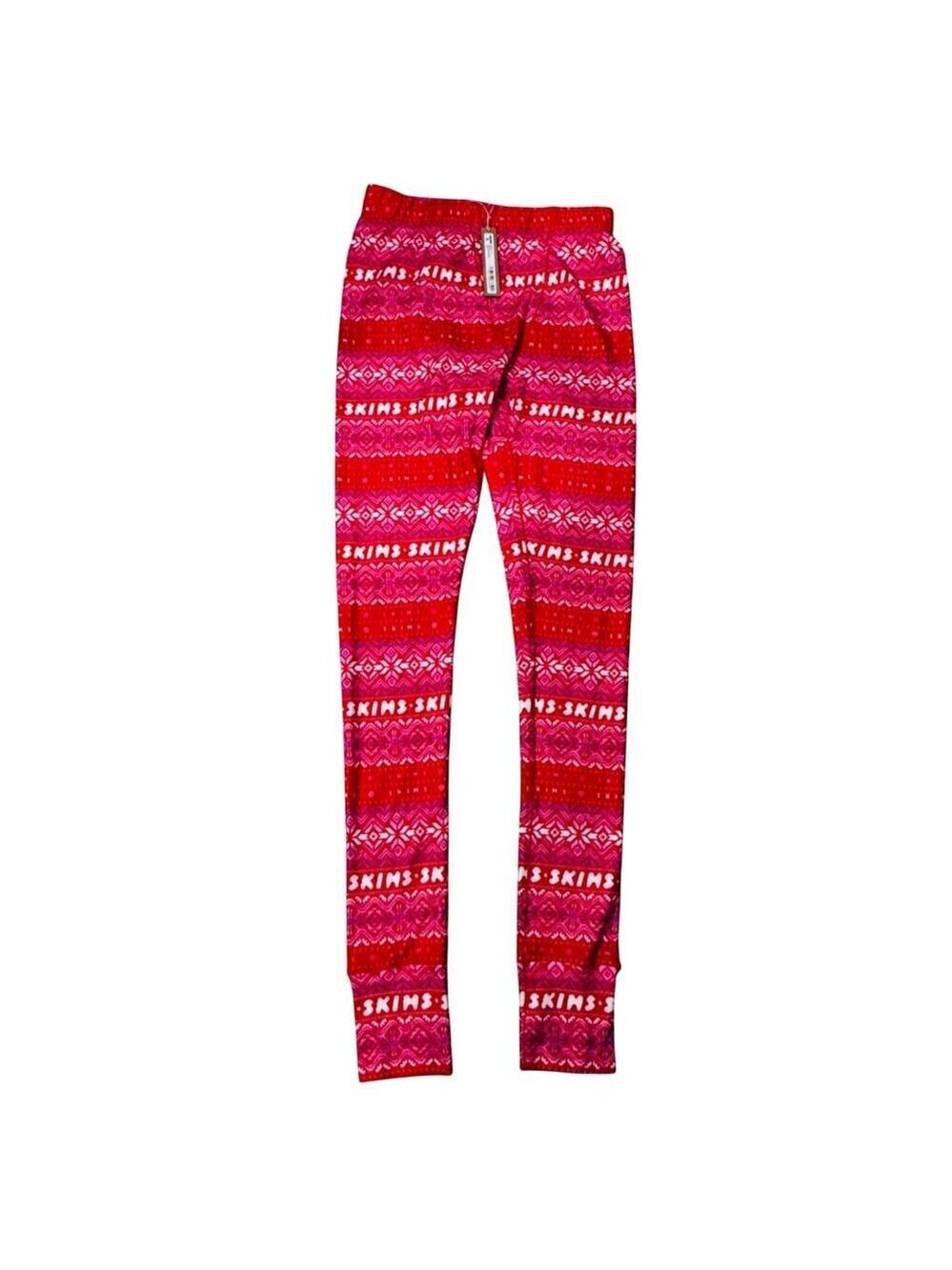 NWT SKIMS Plush Pointelle Leggings S (US 4–6 ) Red Fair Isle MSRP $58